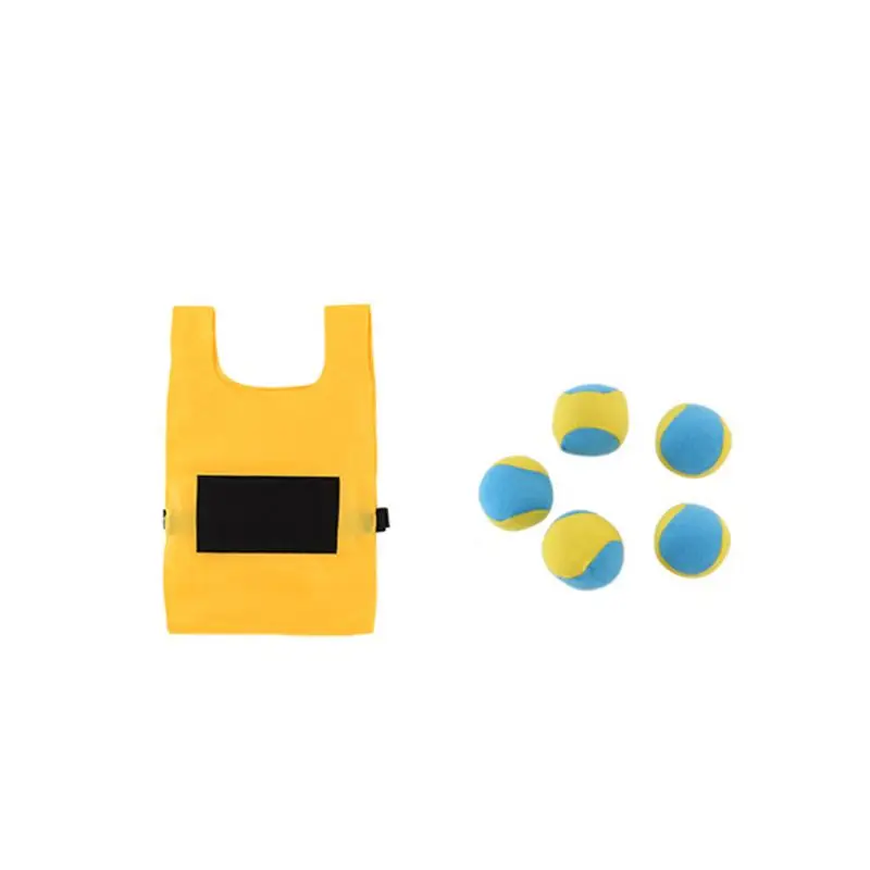 Yellow-B 1 комплект, детская одежда с липким мячом, Веселая детская игрушка, спортивный жилет для игры на открытом воздухе, интерактивный реквизит для родителей и детей, игрушки для детского сада - Цвет: Yellow-B