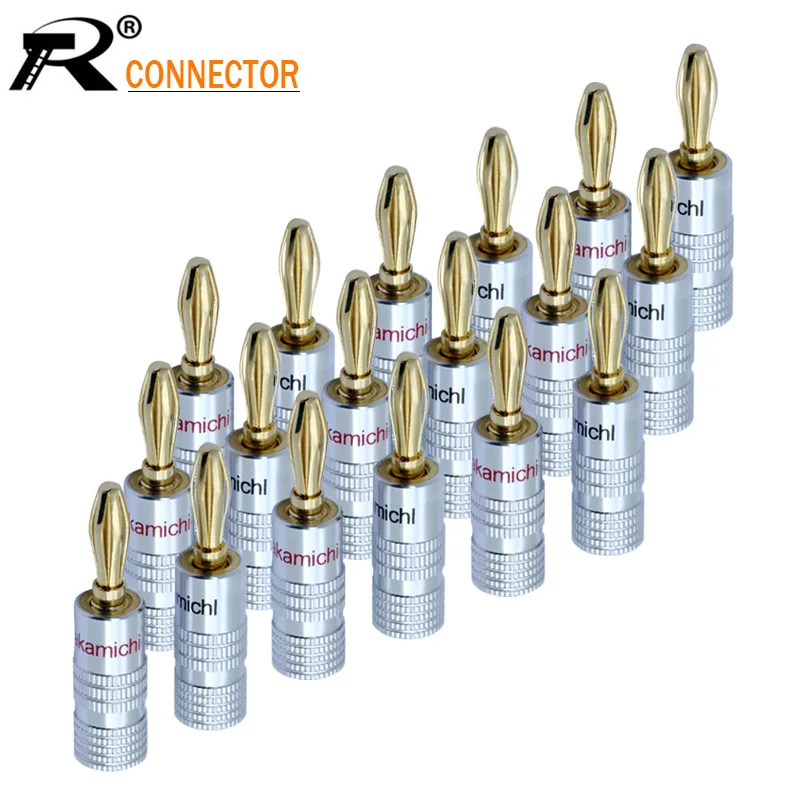 Позолоченный разъем типа «банан» с винтовыми замками, разъем типа «банан» для аудиоразъема, штепсельные вилки для динамиков, 2 шт./1 пара, черный и красный цвета, хит продаж|Соединители|   | АлиЭкспресс