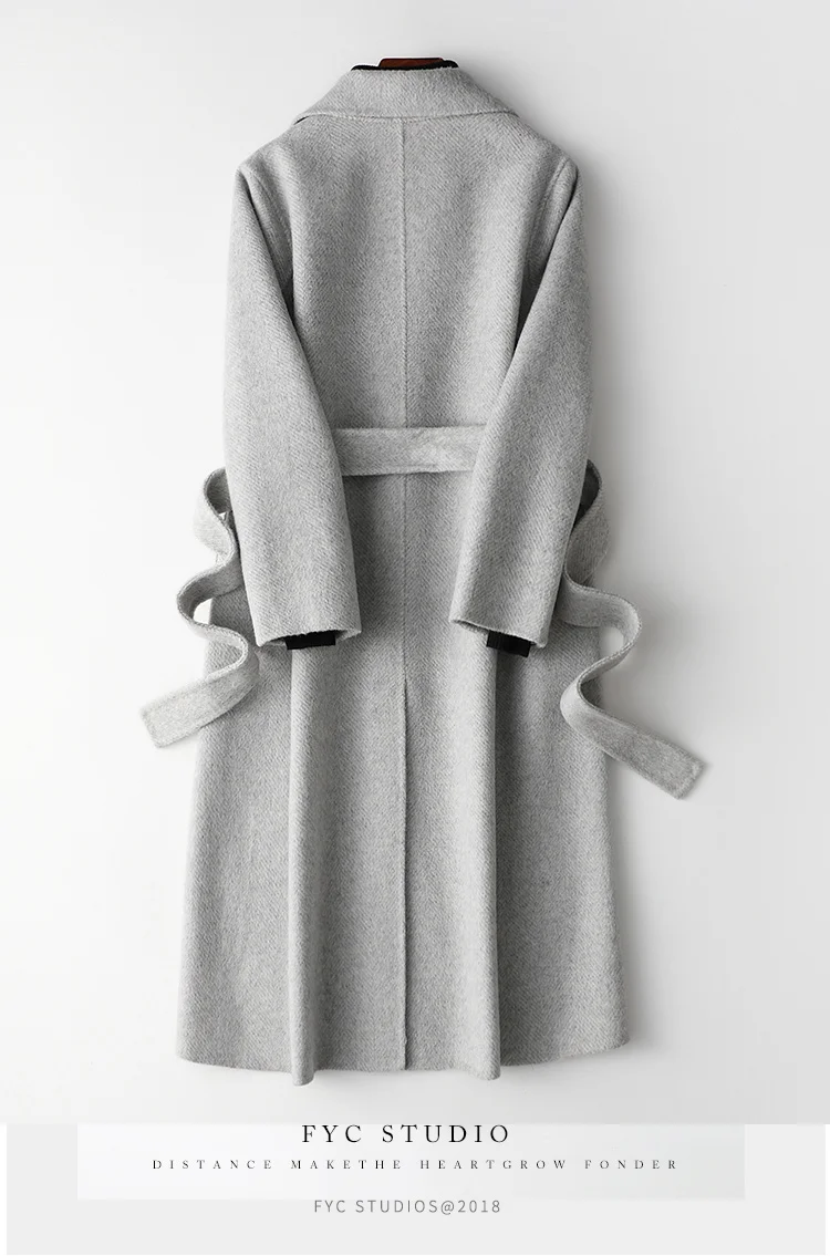 Двухстороннее кашемировое пальто женское длинное пальто Новое Хепберн ветровое шерстяное пальто женское высококлассное