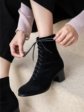  HOT women Ankle boots 22-26.5 cm length autumn and winter boots women Round toe Elastic cloth velvet mid-heel booties 2 colors 