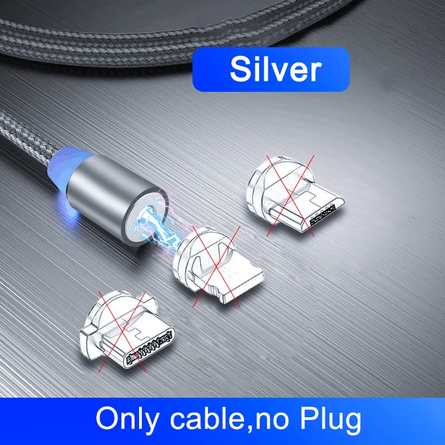 OKZ 2M Magnetic Cable Micro USB Type C Charger For Android Phones Fast Charging Magnet Charge Cord For iPhone 12 11 Pro XS Max Only Cable Silver