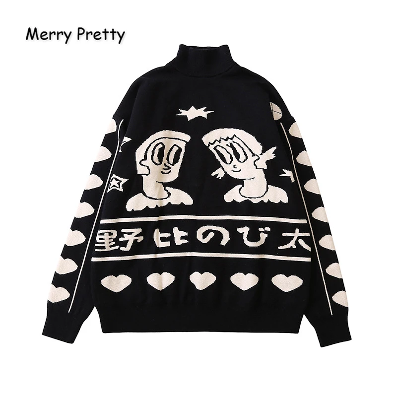 Женские вязаные свитера и пуловеры с вышивкой из мультфильма MERRY PRETTY зимние