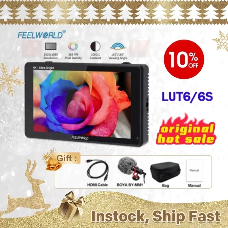 FEELWORLD LUT6 6s LUT6S Inch 2600nits HDR 3D LUT Touch Screen on Camera Field DSLR Monitor Waveform VectorScope