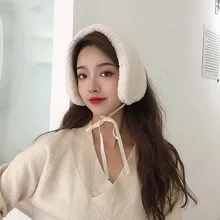 Одноцветные пушистые наушники для женщин, новинка, модные теплые наушники, повязка на голову для девушек, милые зимние уличные наушники для женщин