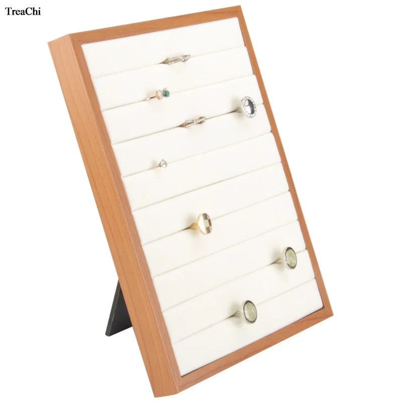 Wooden Ring Necklace Display Frame Frame Earrings Jewelry Display Tray Jewelry Sales Display Tray Foldable Organizer Shadow Box