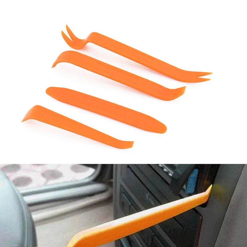 4Pcs Interior Tool Kit Pry Door Clip Radio Panel Car Removal Tool Plastic Trim Audio Dashboard Disassembly Repair Tool Hand Tool
