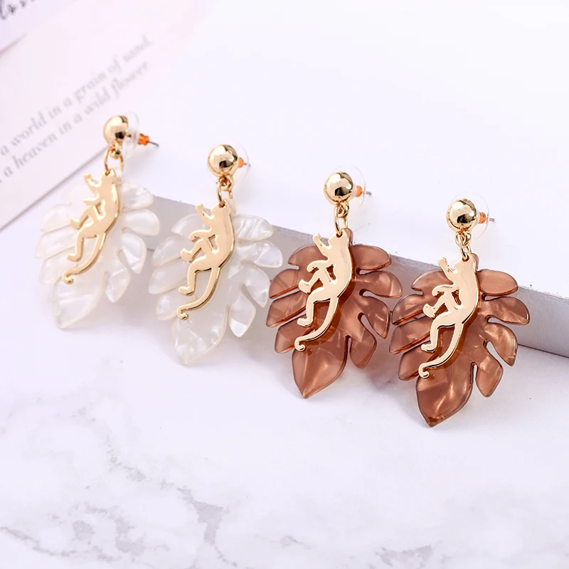 

Acrylic Drop Earrings Gold Color Leopard Earrings For Women Fashion Jewelry Wholesale Free Shipping