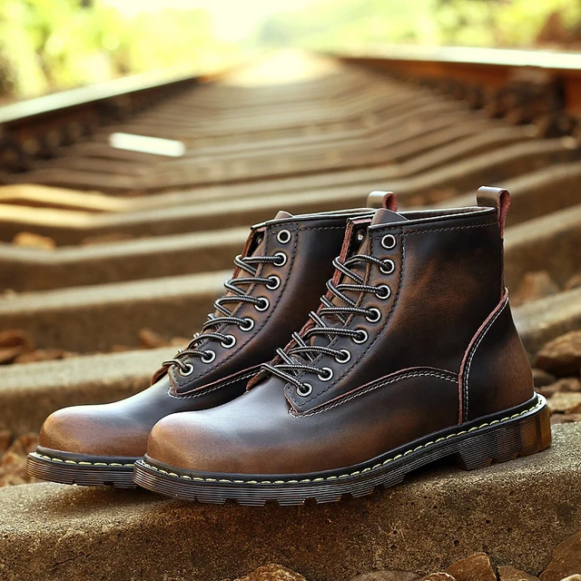 Mens Ankle Boot Martin Winter Boot Biker Boot for Men Leather Genuine Chelsea Boot Fashion Platform Boot Designer Chunky Boot 47 Bronze