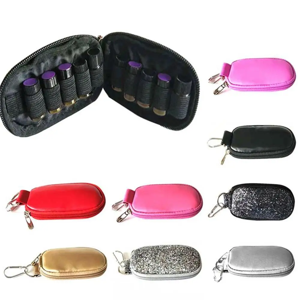 

Essential Oils Storage Case Portable Carrying Collecting Case 10 Bottles 2ml PU Leather Mini Pack EVA Waterproof Key Chain