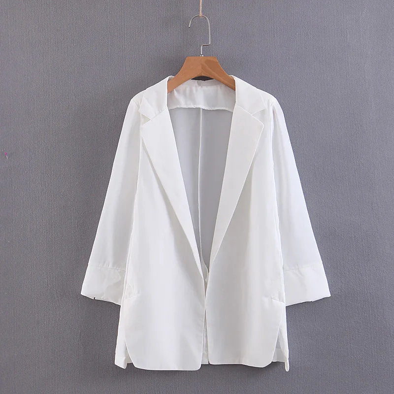 

Korean-style WOMEN'S Wear 2019 Summer New Style Loose-Fit Solid Color Chiffon Cardigan Suit Jacket Women's