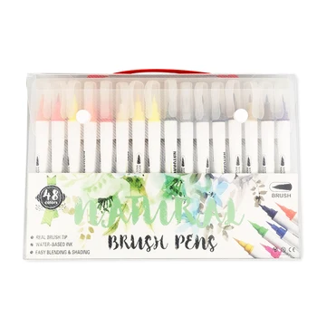 

36/48/60 Pcs Brush Pen Dual Tip Brush Marker Pens Watercolor Fineliner Drawing Painting Stationery Manga Anime Pencils Set