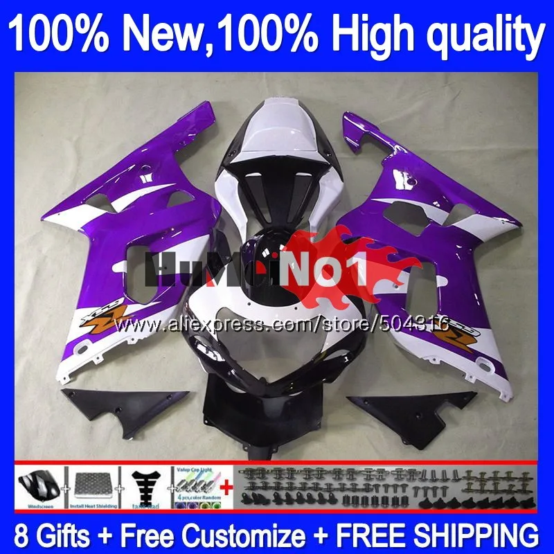 Корпус для SUZUKI GSX-R1000 GSXR1000 1000CC 2000 2001 2002 19MC. 130 фиолетовый белый GSXR-1000 K2 GSX R1000 GSXR 1000 00 01 02 обтекателя