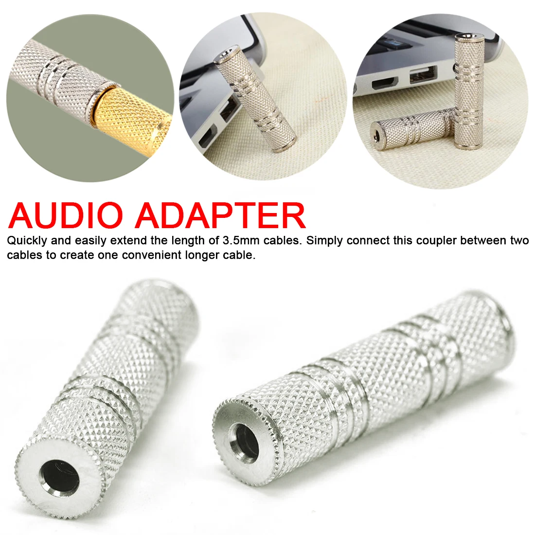 

Headphone Jack Cables 3.5mm Female To Female Audio Adapter Connector Coupler Stereo F/F Extension