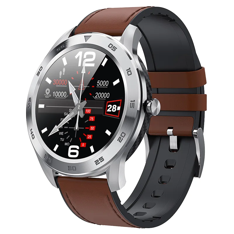 Light brown leather MOCRUX-8 Смарт-часы с Bluetooth для мужчин IP68 водонепроницаемые спортивные часы ЭКГ монитор сердечного ритма Смарт-часы для телефона Android IOS - Цвет: Light brown leather
