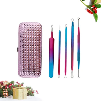 

5PCS Acne Needles Durable Double Head Stainless Steel Portable Blackhead Remover Tool Acne Needle Pimple Clip for Women Men Adul