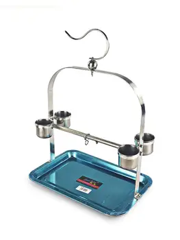 

Stainless Steel Parrot Bird Stand Bird Cage Feeder Rest Claw Rack Shelf Bird Cage Feeder Rest Claw Toy Rack Parrot Bird Perch