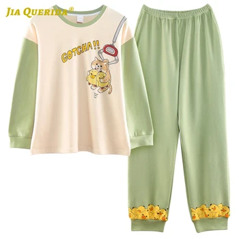 

Cartoon Printing Long Sleeve Long Pants Sleepwear Fashion Style Casual Style Pajamas Set Pj Set Homesuit Homeclothes Pajamas Set
