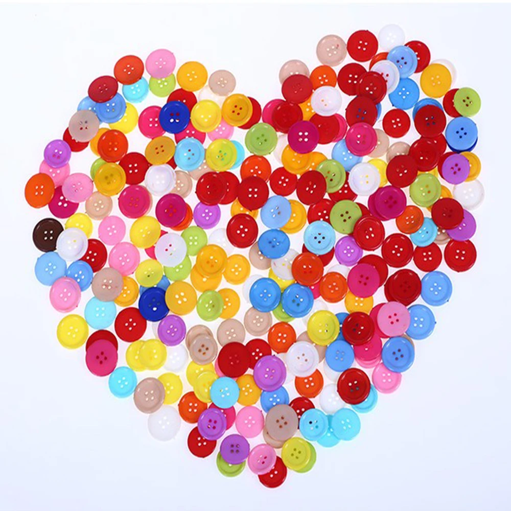 

100 Pcs 4 Holes Round Plastic Sewing Buttons Mixed Color Scrapbooking 20mm PH180 [3]