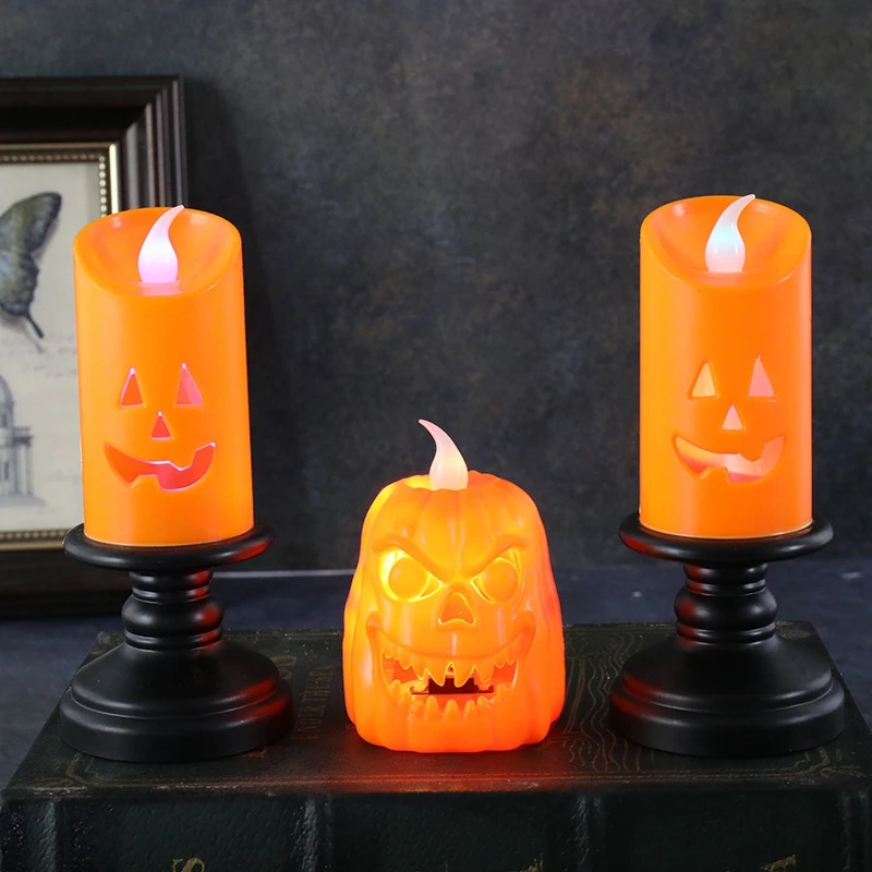 Halloween Candle Light LED Colorful Candlestick Pumpkin lantern Home Party Decor 