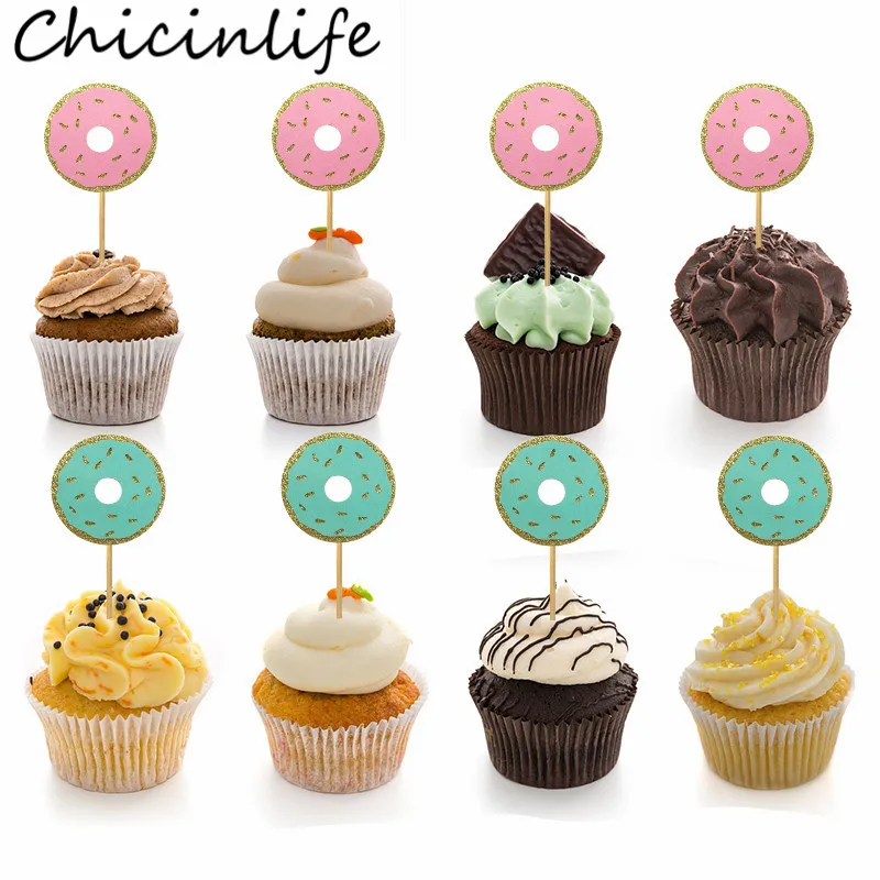 Chicinlife 10 шт. пончик кекс топперы С Днем Рождения Вечеринка Детский душ сувениры для детей свадебные пончики вечерние аксессуары для торта