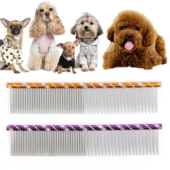 

1pc Stainless Steel Dog Comb Long Thick Hair Fur Removal Brush Lightweight Pets Dog Cat Grooming Combs For Shaggy Dogs Barber