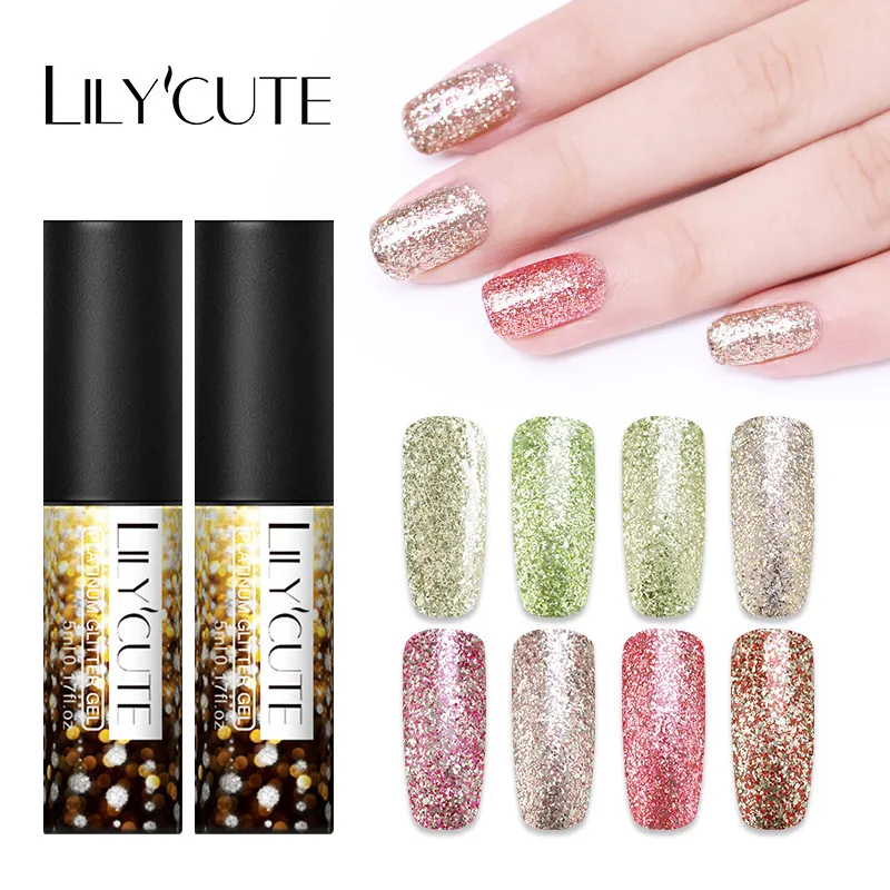 Блестящий гель LILYCUTE для ногтей 5 мл блестящий УФ лак Гибридный верхнее Базовое