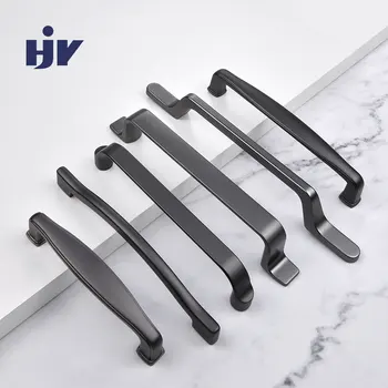 

Zinc Alloy Space Grey Furniture Kitchen Handles Metal Wardrobe Pulls Modern Design Drawer Cupboard Handle Door Handle No Black
