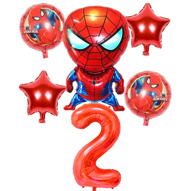 80 см воздушный шар с гелием из фольги с изображением Человека-паука, украшение для дня рождения, свадьбы, детские игрушки, воздушные шары из мультфильма, подарок - Цвет: Balloons 6pcs
