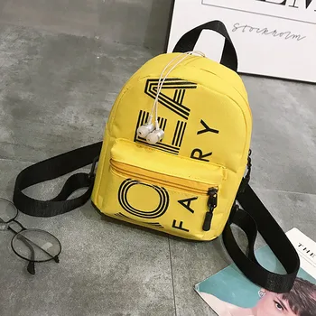 

Women's outdoor simple letter printing backpack nylon zipper hit color fashion shoulder small backpack travel bag рюкзак