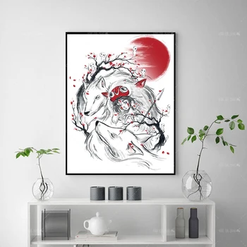 

Wall Art Home Decor Anime Wolf Princess Canvas Painting Hd Print Simple Picture Modern Living Room Artwork Modular Frame Poster