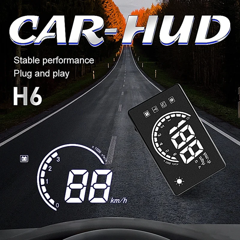 Белый светильник H6 3,8 дюймов Hud Автомобильный дисплей светодиодный лобовое стекло проектор Obd2 сканер Предупреждение расход топлива