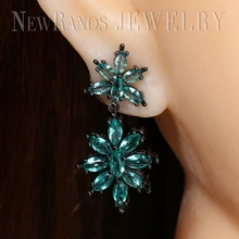 Трендовые серьги-гвоздики в виде цветов, натуральный прозрачный кристалл, серьги-светильник, зеленые серьги для пирсинга для женщин, модное ювелирное изделие EFX001492