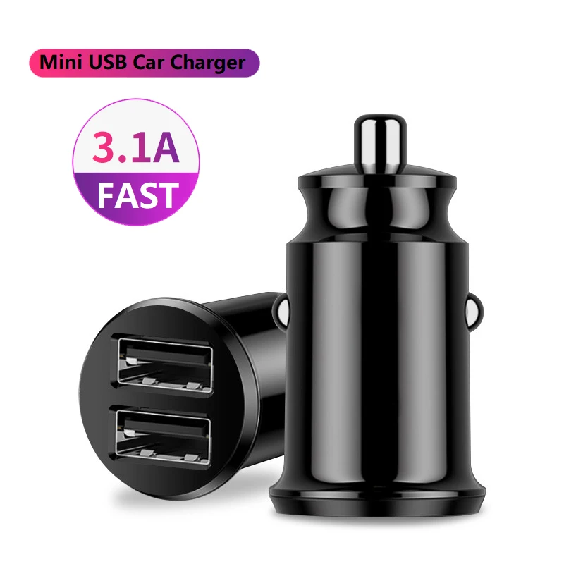 Мини-usb зарядное устройство для авто с контрастным Зарядное устройство адаптер 3.1A Универсальный двойной USB телефон автомобильное Зарядное