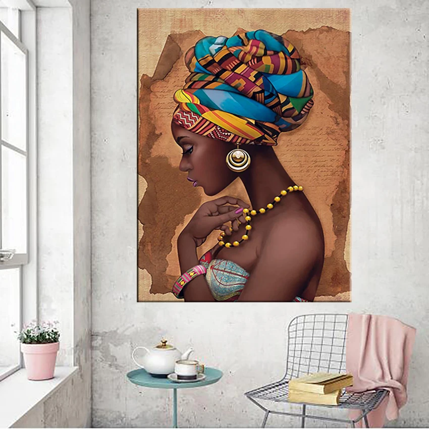 Africa-canvas-painting-Wall-Art-Painting-Pictures-Posters-and-Prints-Black-Woman-On-canvas-home-decor (1)
