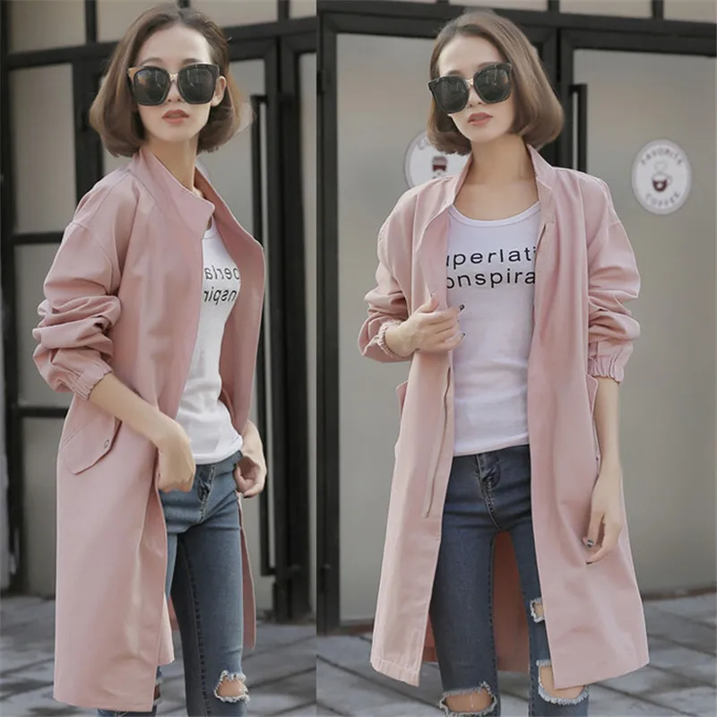 Jacket For Women Spring Autumn 2019 Casual Fashion Solid Zipper Long Sleeve Windbreaker Female Loose Coat Outerwear | Женская одежда