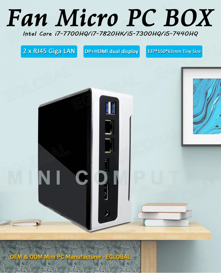 Eglobal nueva Intel Core i9 10880H i7 1065G7 Barebone Micro PC caja de TV Windows 2 * RJ Lan DP HDMI WIFI de doble banda Mini computadora