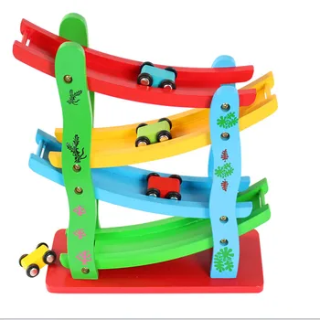 

Baby Kids Wooden Slot Track Car Toys Wooden Ladder Gliding Car Model To Slide Educational Toy For Children Boy Gifts