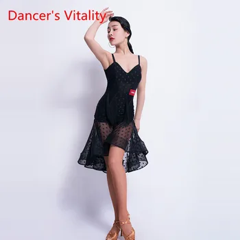 

Latin Dance Wear Female Adult Fashion Sexy Strap Dress Performance Dance Costume Competition Exercise Clothes