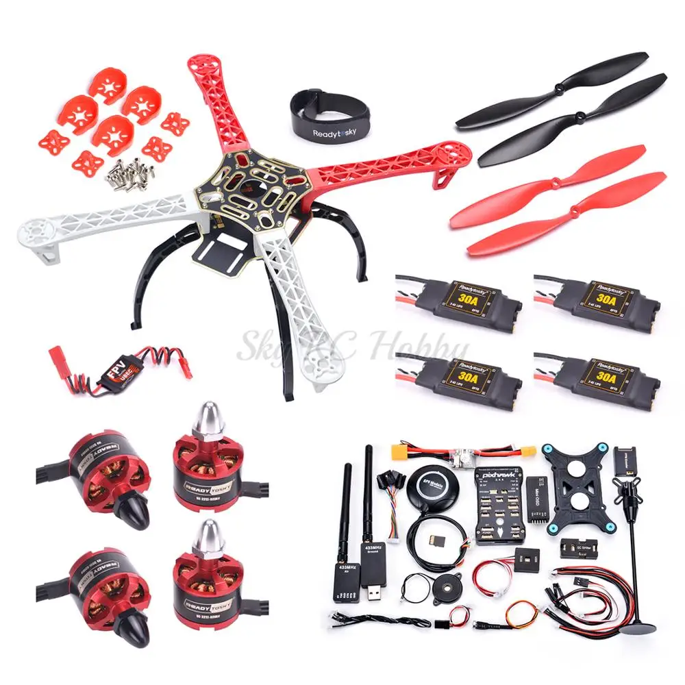F450 450 мм Квадрокоптер рамка Комплект 30A 2-6S OPTO ESC 2212 920KV двигатель PIXHAWK 2.4.8 управление полетом M8N gps I2C PPM RGB модуль OSD