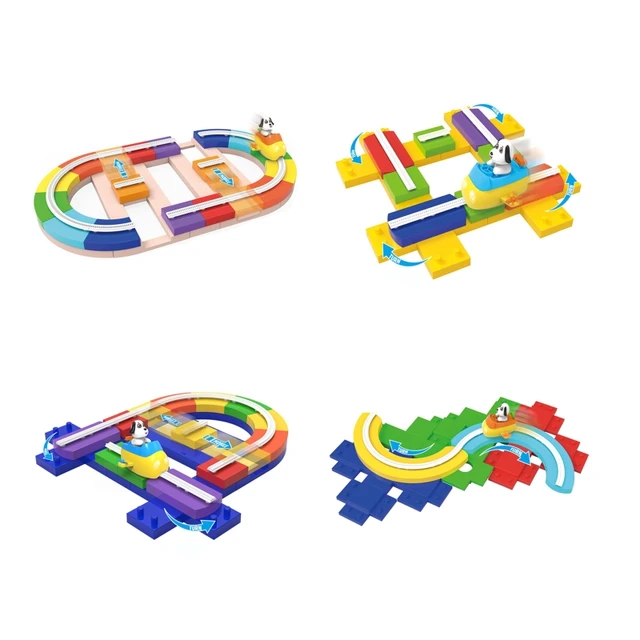 T5EC Mini Track Car Toy Baby Play Vehicle Busy Board Anti-Collision & Anti-Slip Track Toy Children’s Rail Toy Learning Gift 2