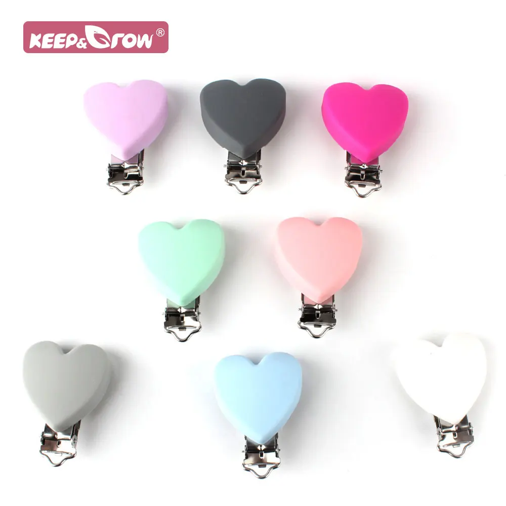 

20/50Pcs Silicone Heart Shaped Pacifier Clip Nippe Holder Soother Nursing BPA Free DIY Baby Teething Teether Necklace Clip