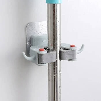 

Adhesive Wall Mounted Mop Storage Holder Hook Mop Hanger Clip Seamless Kitchen Bathroom Storage Hangers