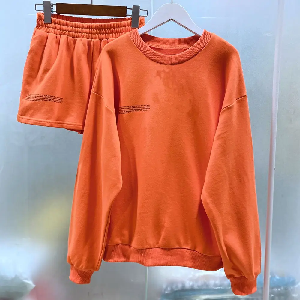 Jerséis de cuello redondo liso para mujer, conjuntos de dos piezas, ropa de primavera