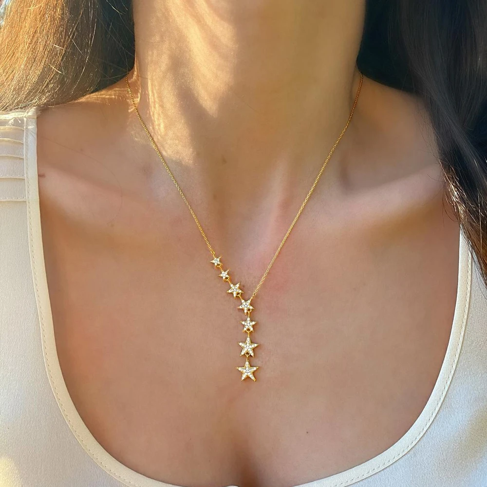 de plata esterlina 925 para mujer, cadena delicada con estrellas, regalos para mamá, regalos para ella|Collares gargantilla| - AliExpress