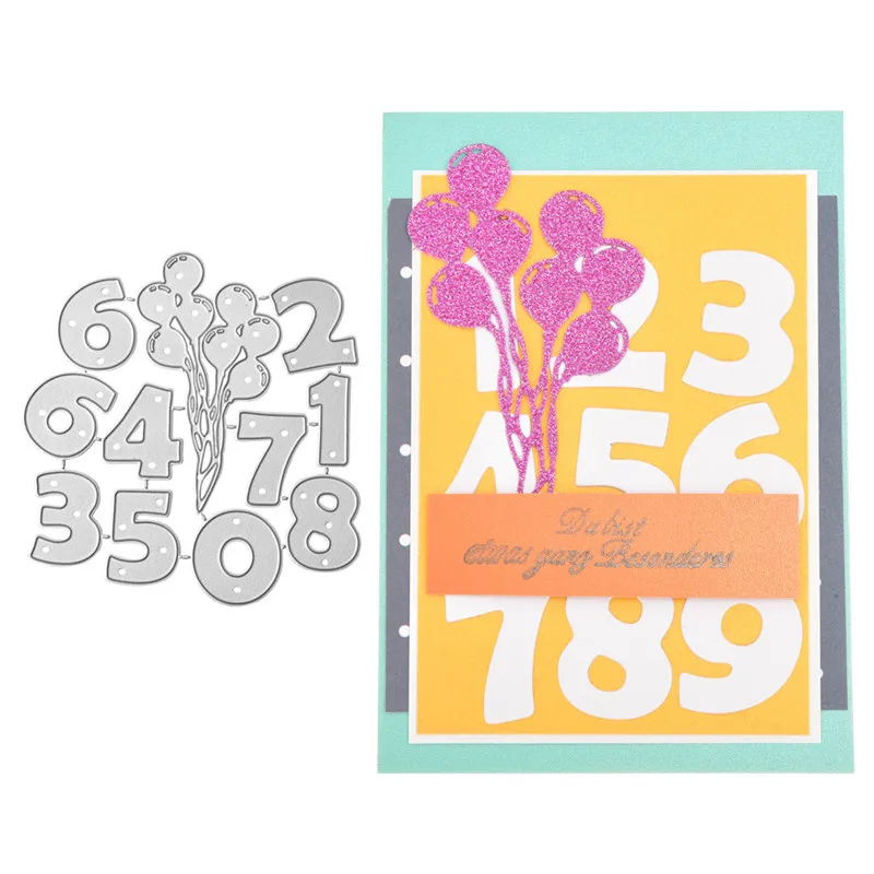 

InLoveArts 0-9 Digital Metal Cutting Dies with Ballon Scrapbooking Card Making Embossing Cuts Paper Stencil Craft Figure Dies