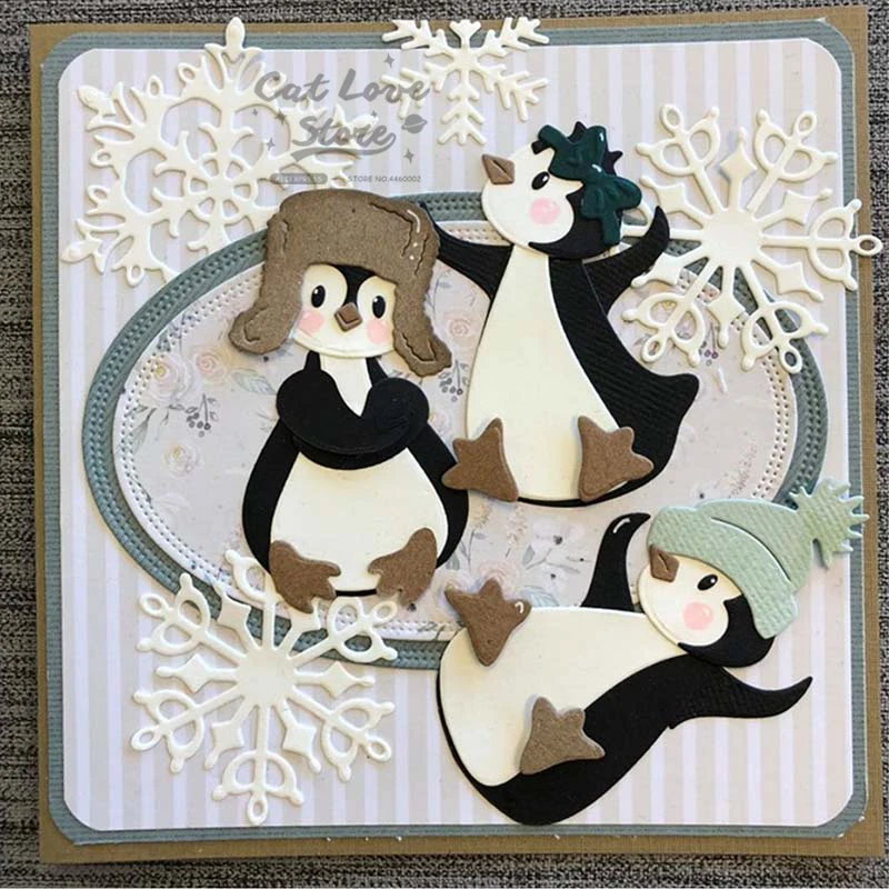 펭귄 동물 금속 절단 다이, 스크랩북 스텐실 다이 컷 카드 만들기 DIY 장식 공예 엠보싱 2019 년 새로운 다이