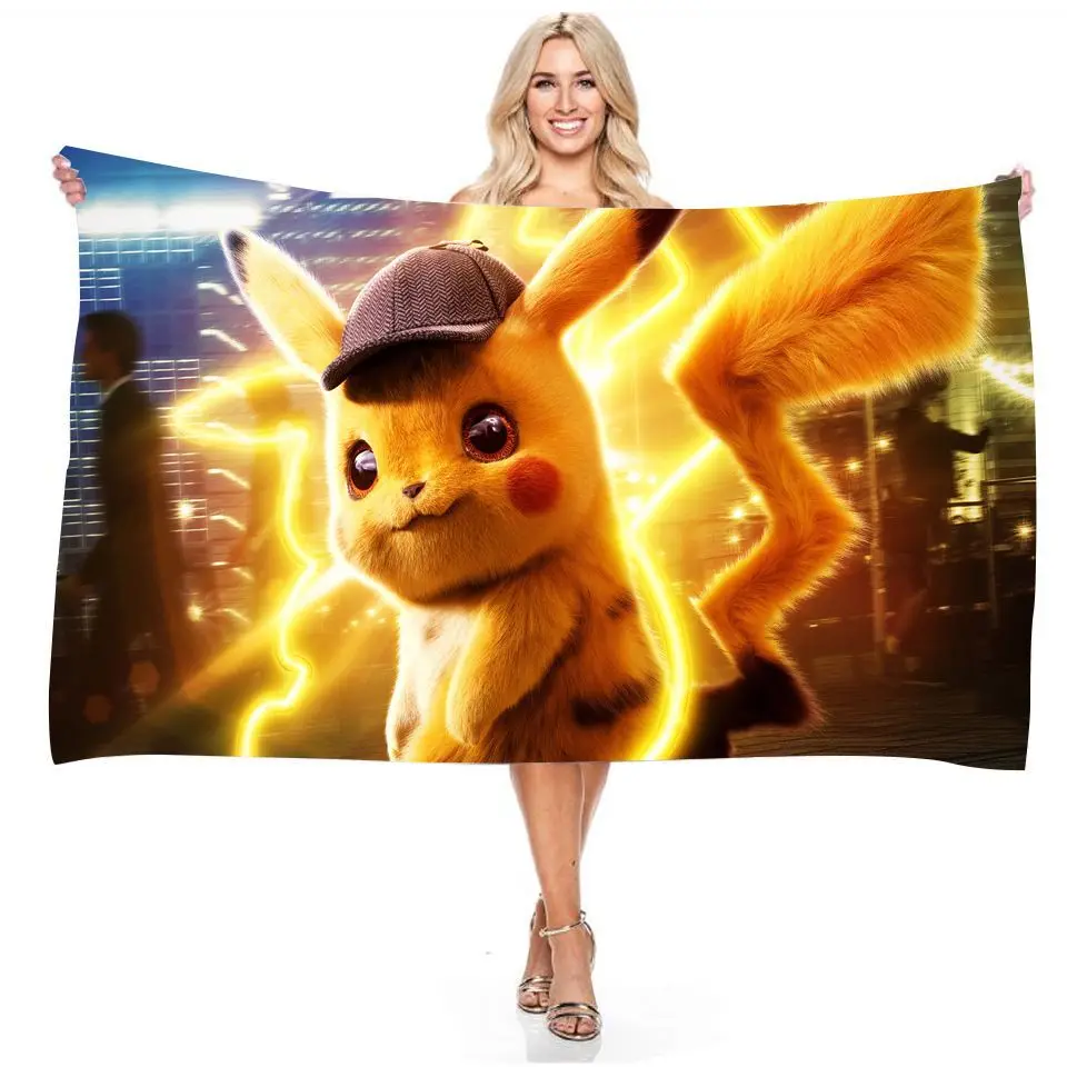 Pokemon Pikachu series digital printing cartoon character rectangular beach towel bath towel towel non-sticky birthday gifts mecha godzilla toy Action & Toy Figures