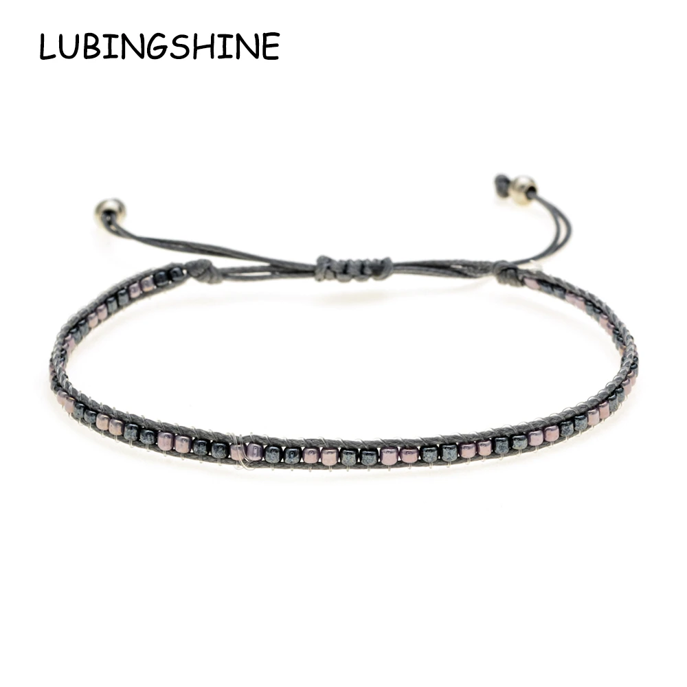 LUBINGSHINE Handmade Bohemia Weave Rope Chain Bracelets For Woman Men Crystal Seed Beads Charms
