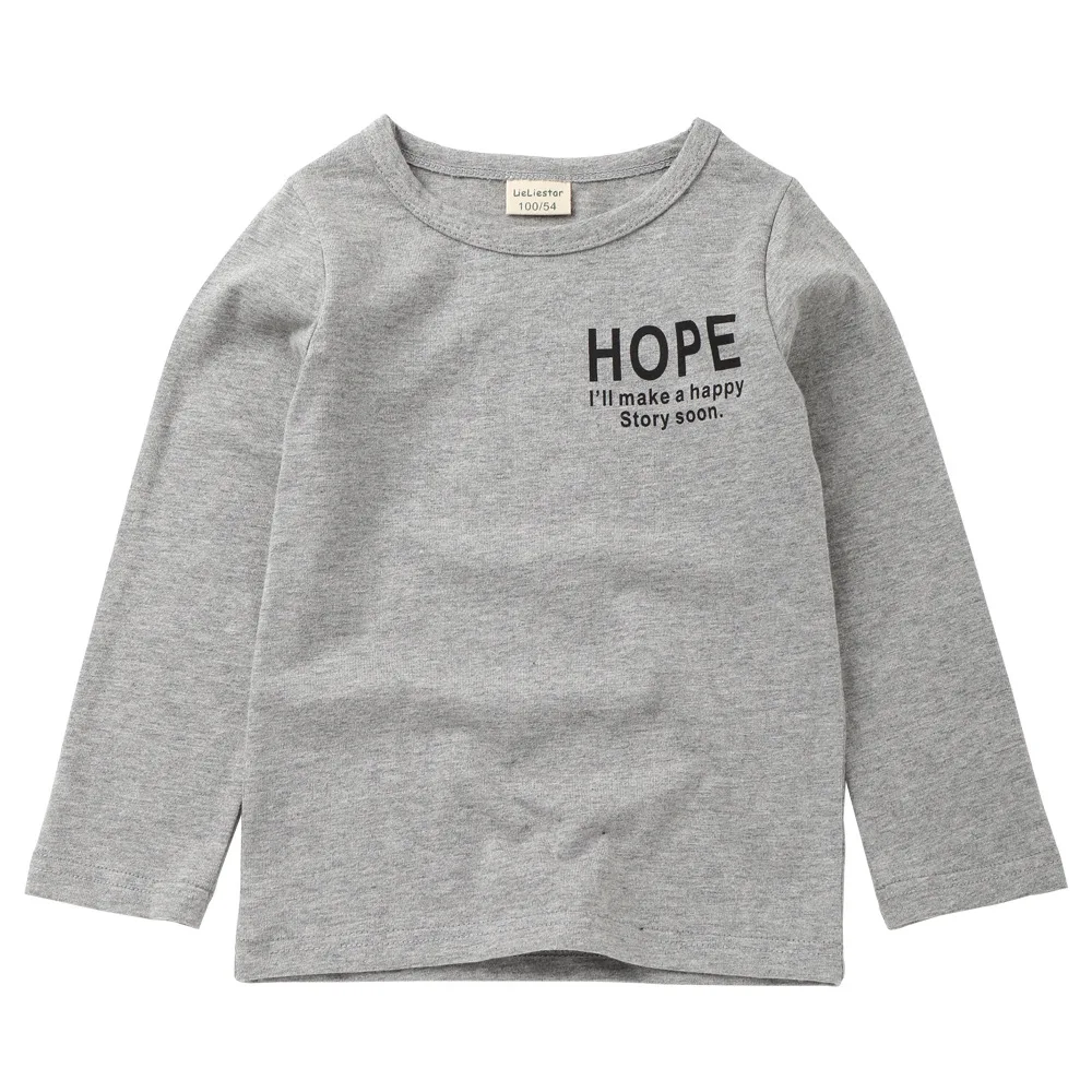 HereNice/детская футболка; топы с надписью «Hope»; одежда с длинными рукавами в Корейском стиле; футболка для маленьких мальчиков; футболки