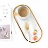 Nordic Marble Texture Tray Ceramic Oval plate Western Dish Dessert Dish Jewelry Storage Tray 5